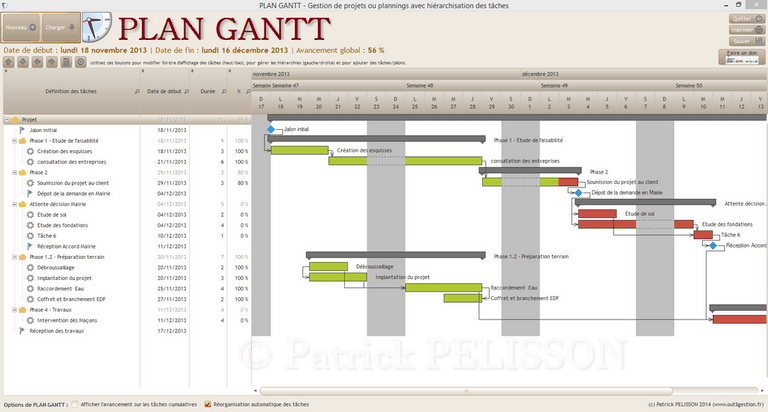 PLAN GANTT - Menu général