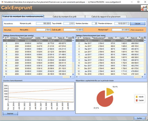 Calc Emprunt - Menu général