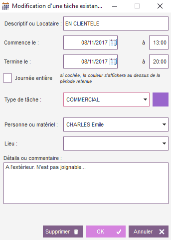 le planning3 - modification d'une tache