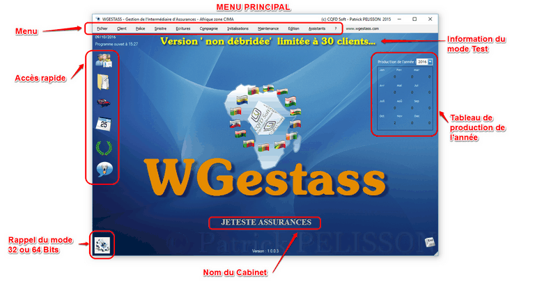 WGestass Menu général commenté